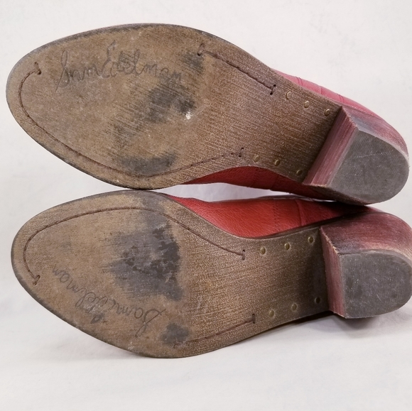 SAM EDELMAN WOMEN ANKLE BOOGS BACK ZIPPER RED LEATHER SIZE 6 M - Picture 8 of 10